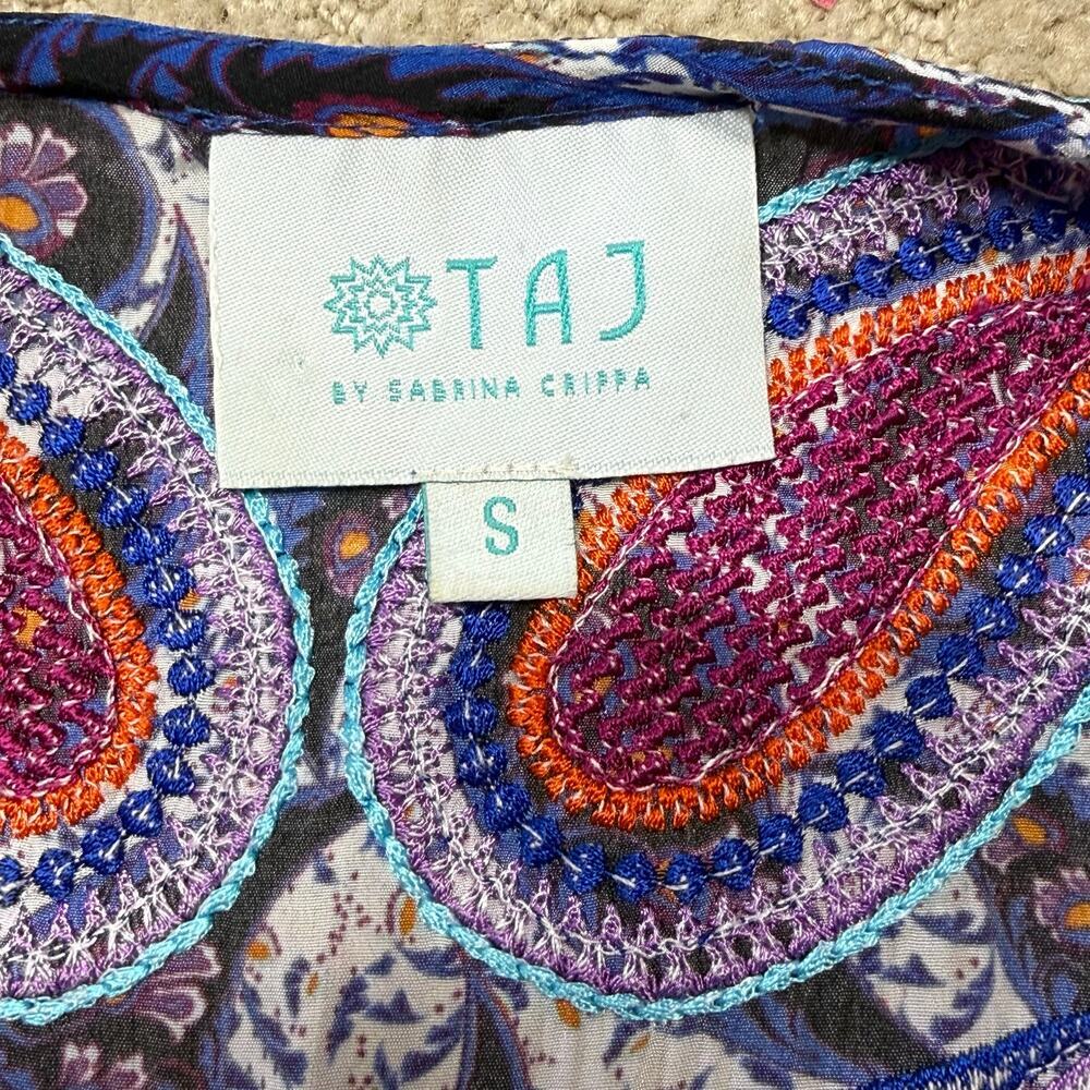 Taj by Sabrina Crippa Boho Chic Tassel-trim Paisley Mini Dress Small - Picture 7 of 7